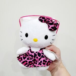 Brand New 2012 TY Beanie Hello Kitty Pink & Black Glasses Plush Toy Doll 6"